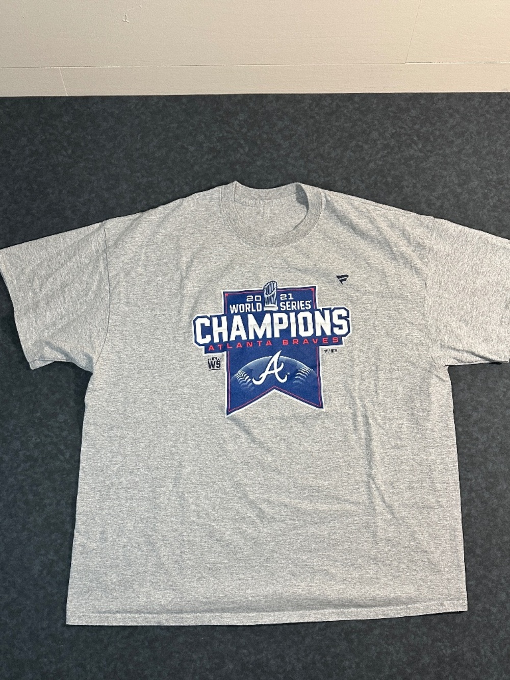 Fanatics Atlanta Braves 2021 World Series Championship Grey T Shirt Size 2XL
